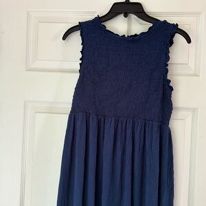 Nines by Hatch blue Maternity dress. Knee length on avg height, smocked jersey